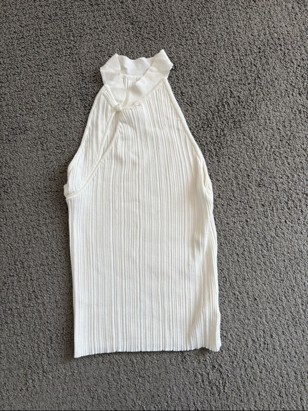 Commense White Ribbed Halter Knit Top